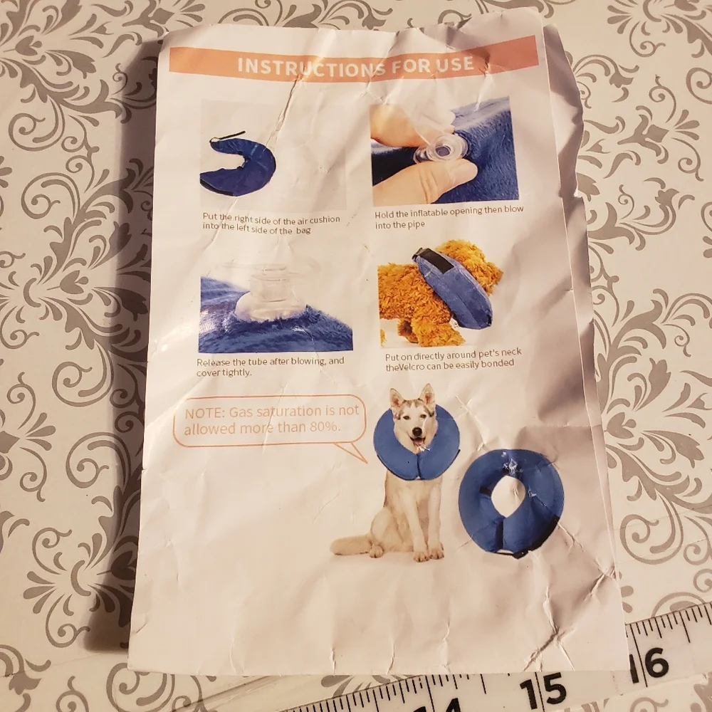 Protective Inflatable Dog Collar Size Medium Post Surgery Soft Outer Cover Blue